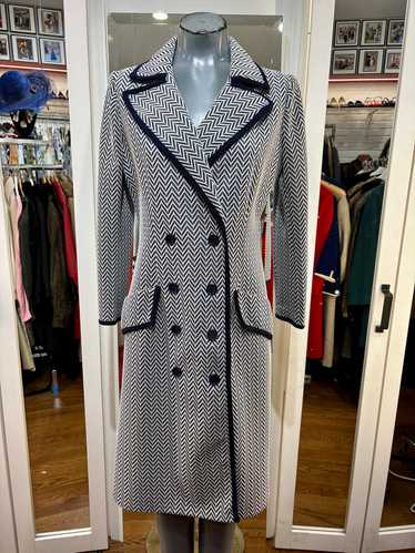 60’s Beige & Navy Trim Double Breasted Coat By But