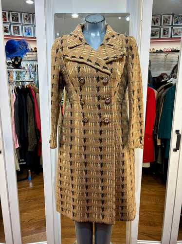 60’s Brown Multicolor Tartan Coat By Happening Mod