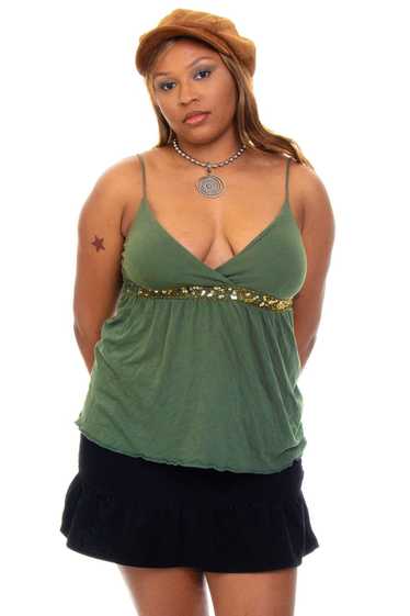 Vintage Y2K Green Sequin Tank Top - M/L