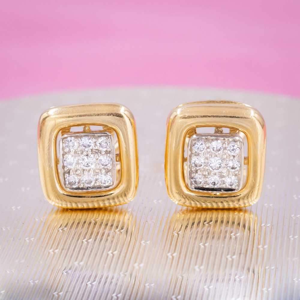 Square Pavé Diamond Studs - image 1