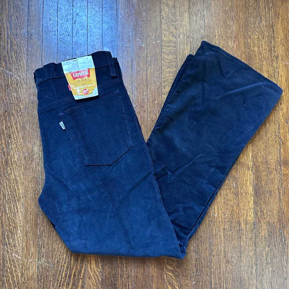 1970s Levi’s 946 Bell Bottom Navy Blue Corduroy J… - image 1