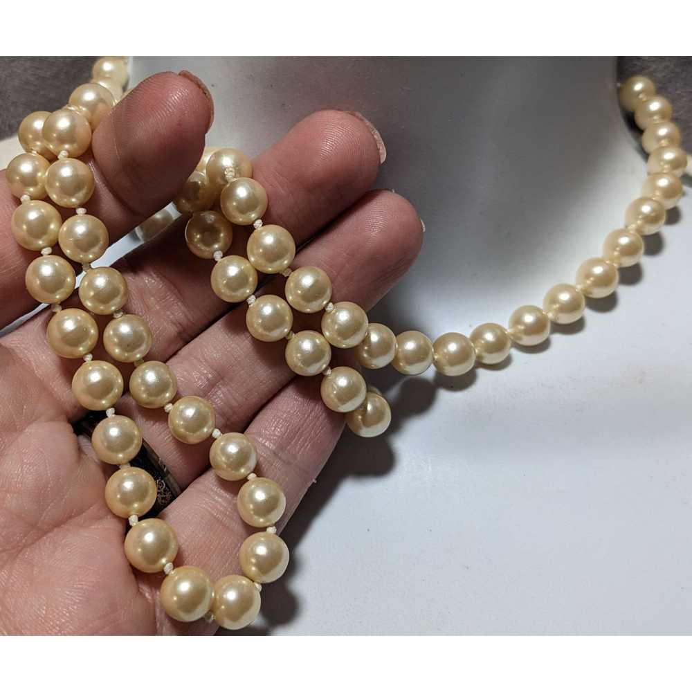 Other Vintage Glam Cream Faux Pearl Beaded Neckla… - image 2