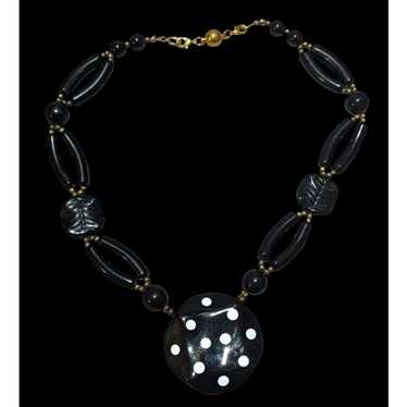 Other Vintage 70s Black Lucite Statement Necklace - image 1