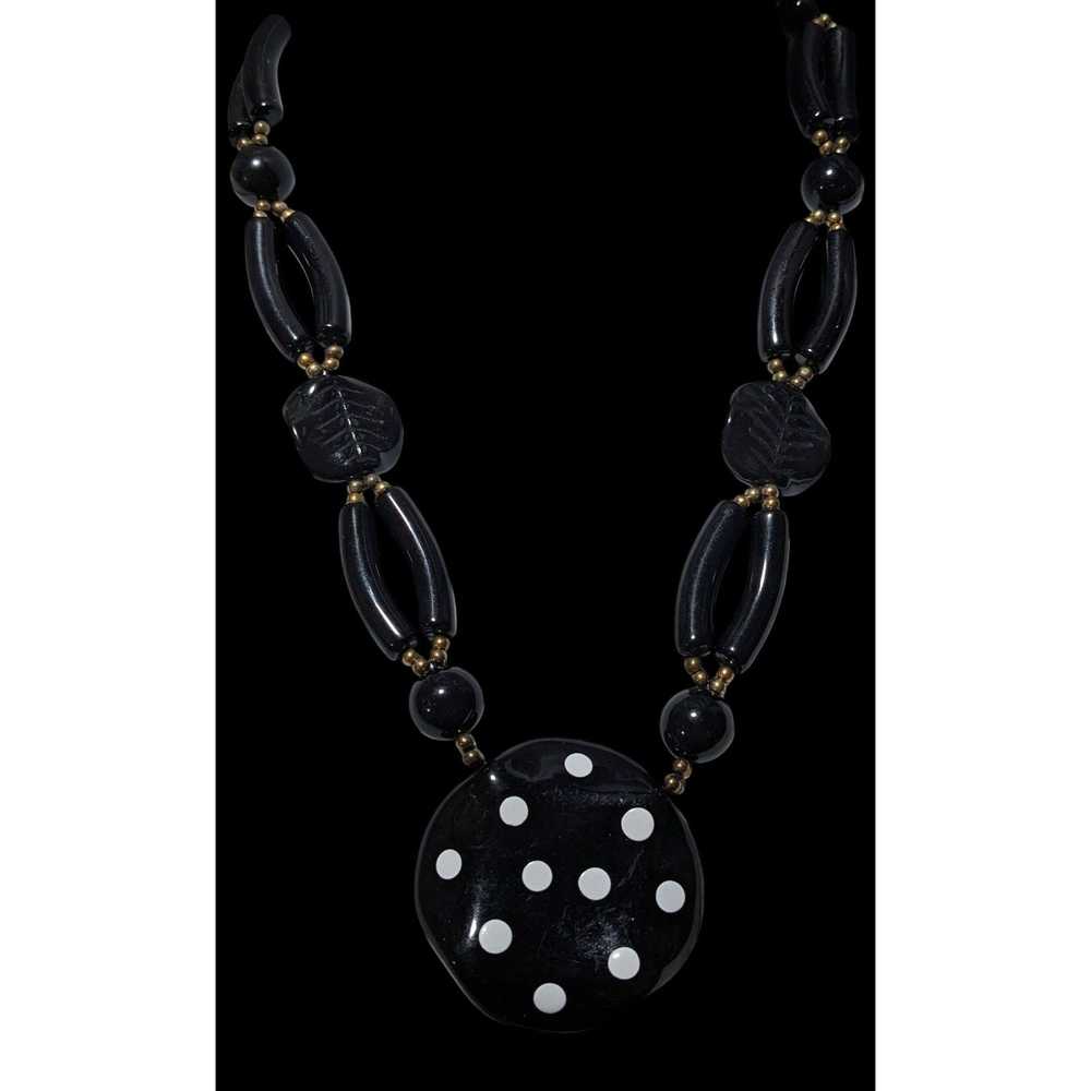 Other Vintage 70s Black Lucite Statement Necklace - image 2