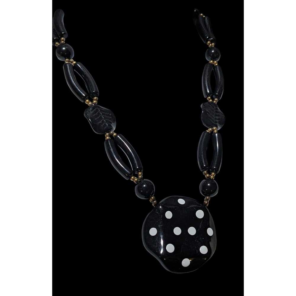 Other Vintage 70s Black Lucite Statement Necklace - image 3