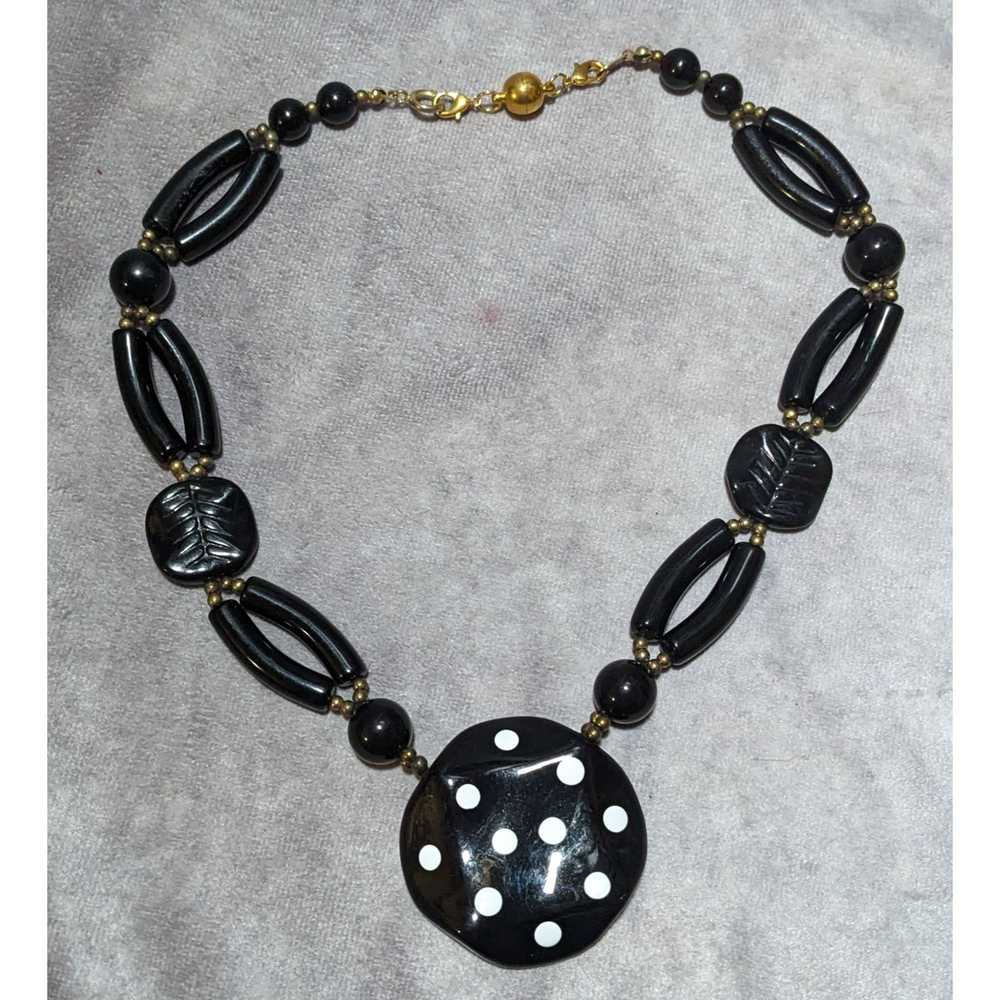 Other Vintage 70s Black Lucite Statement Necklace - image 5