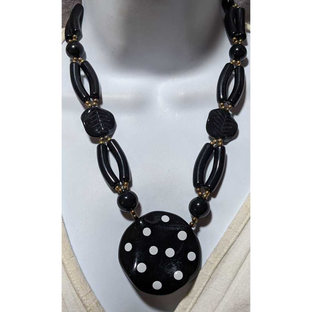 Other Vintage 70s Black Lucite Statement Necklace - image 6