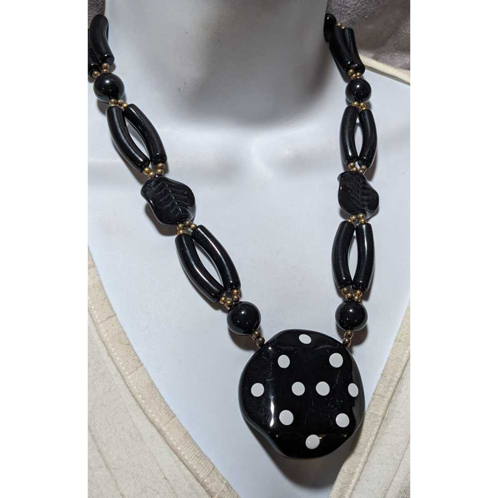 Other Vintage 70s Black Lucite Statement Necklace - image 7