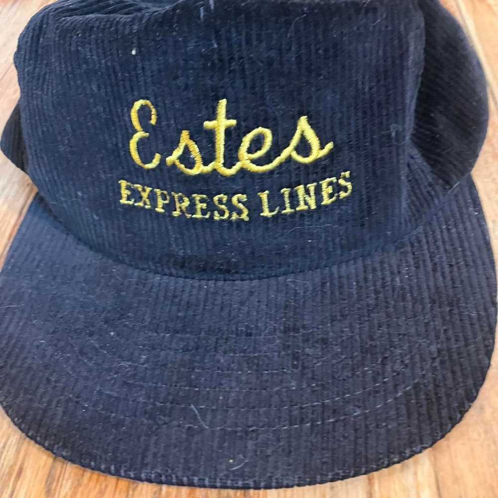 Vintage Vintage 90s Black Corduroy Trucker Hat Es… - image 2