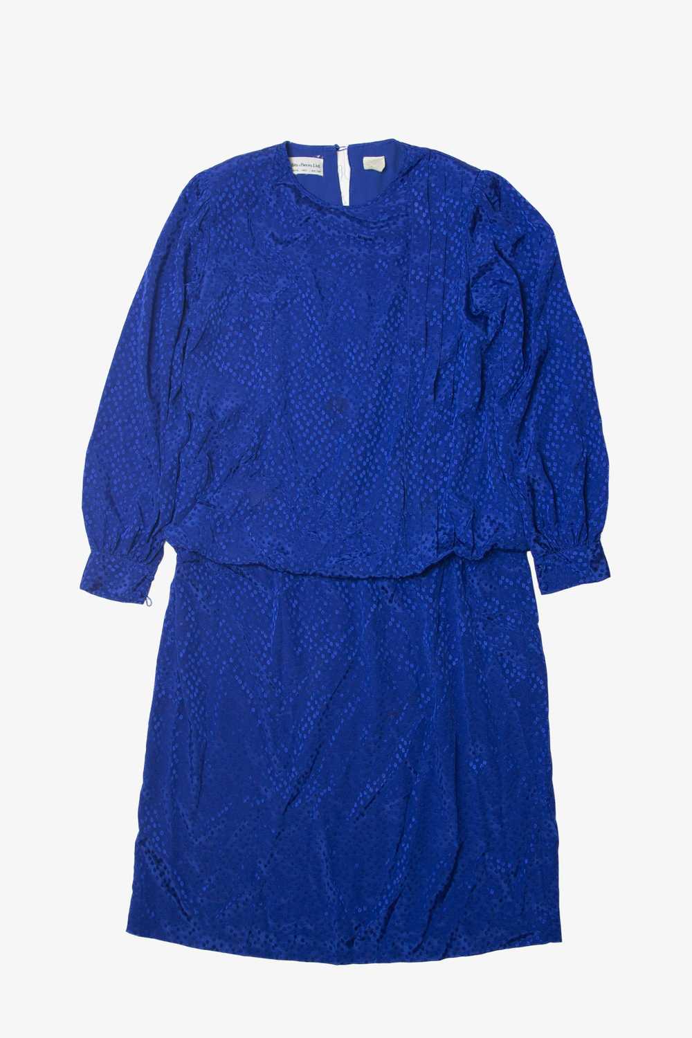 Vintage Bits and Pieces Blue Blouson Dress - image 1