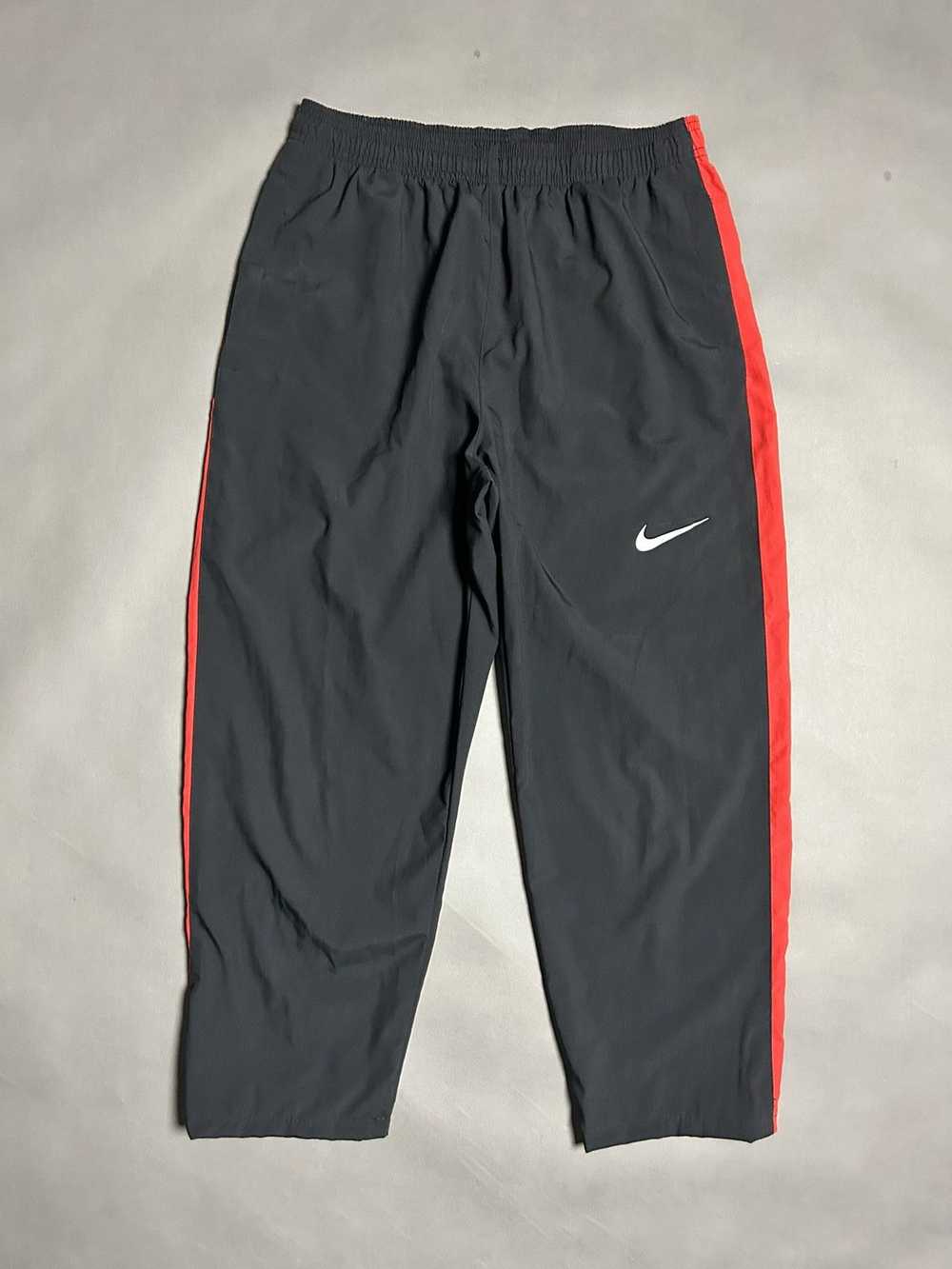 Nike × Vintage Nike vintage black red track pants… - image 1