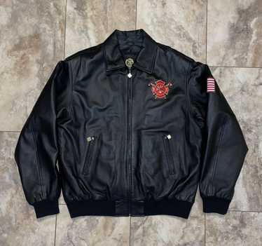 FAY EMA Fireman Leather Jacket Clasp Closure Utility Coat