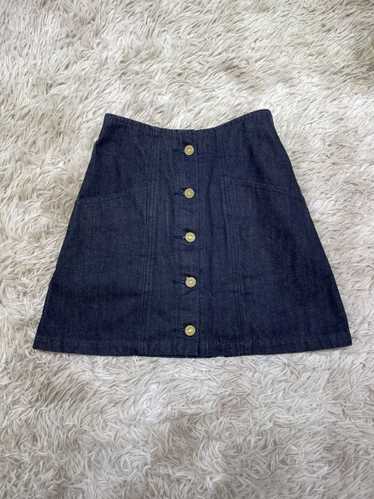 Moussy High Waist Denim Mini Skirt Navy Blue Butto