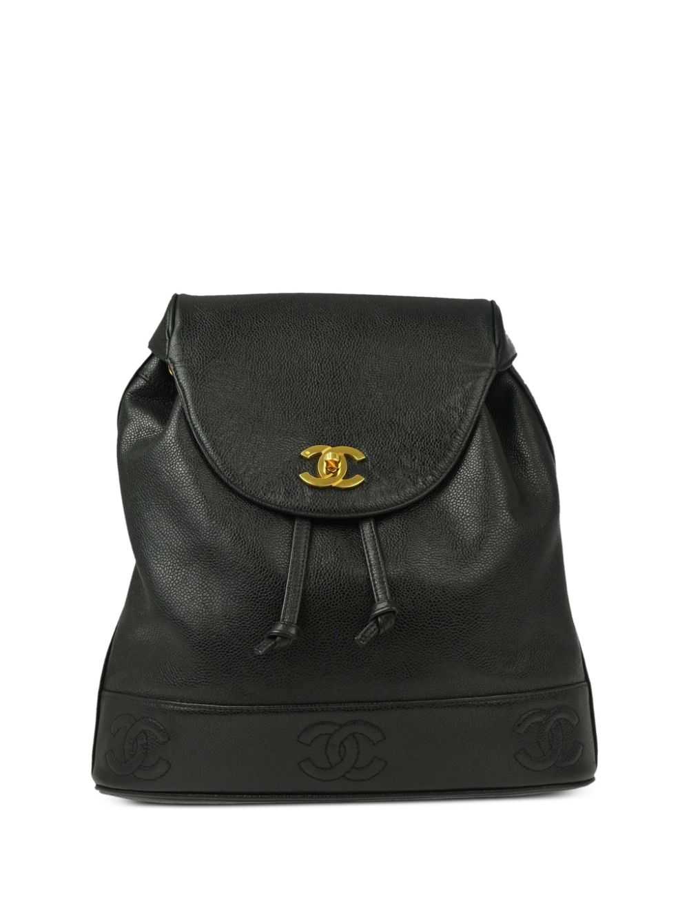 CHANEL Pre-Owned 1997 Triple CC backpack - Black - image 1