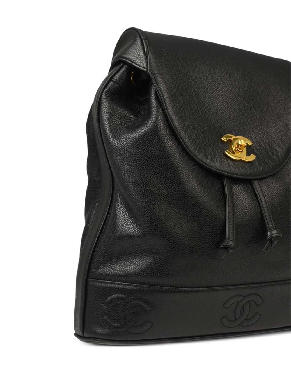 CHANEL Pre-Owned 1997 Triple CC backpack - Black - image 3