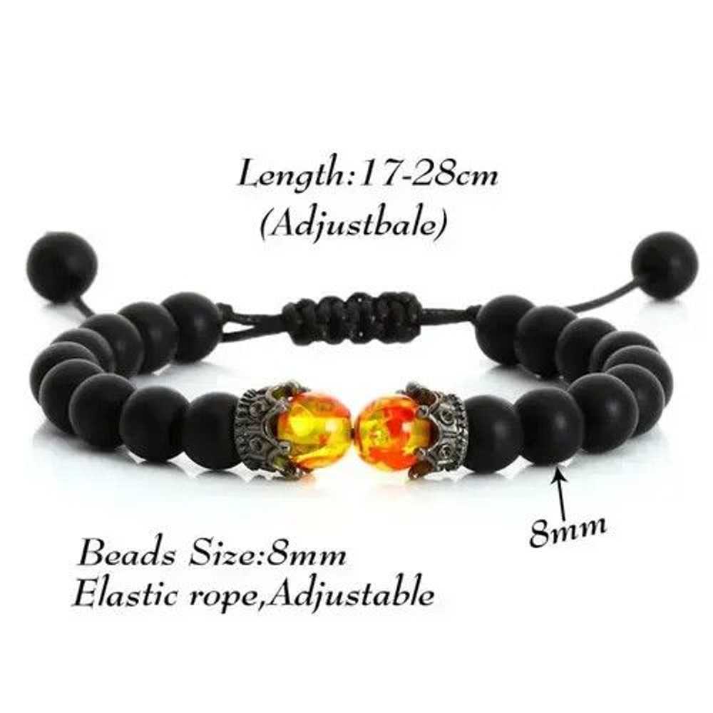 Bead Bracelet × Beads × Handmade Adjustable Black… - image 1