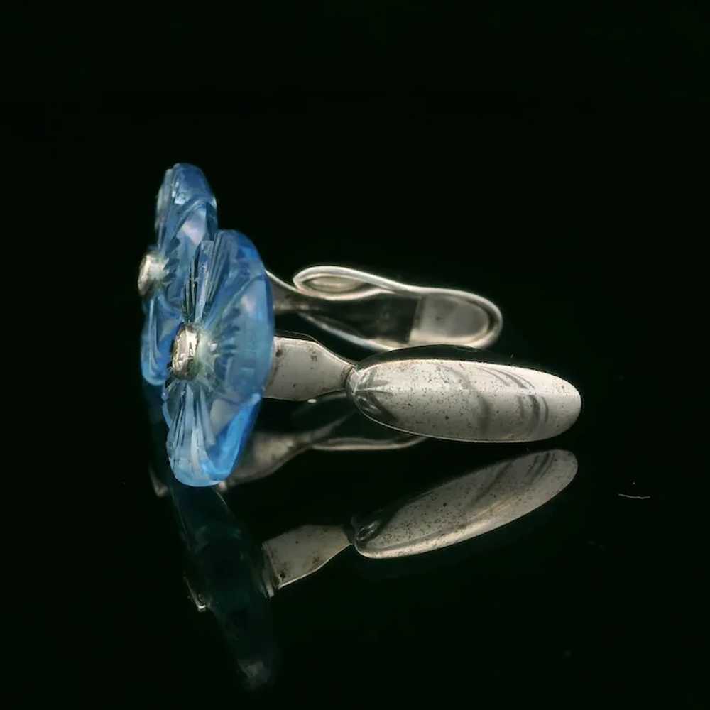 Vintage Sterling Silver Blue Stone Diamond Hand C… - image 10