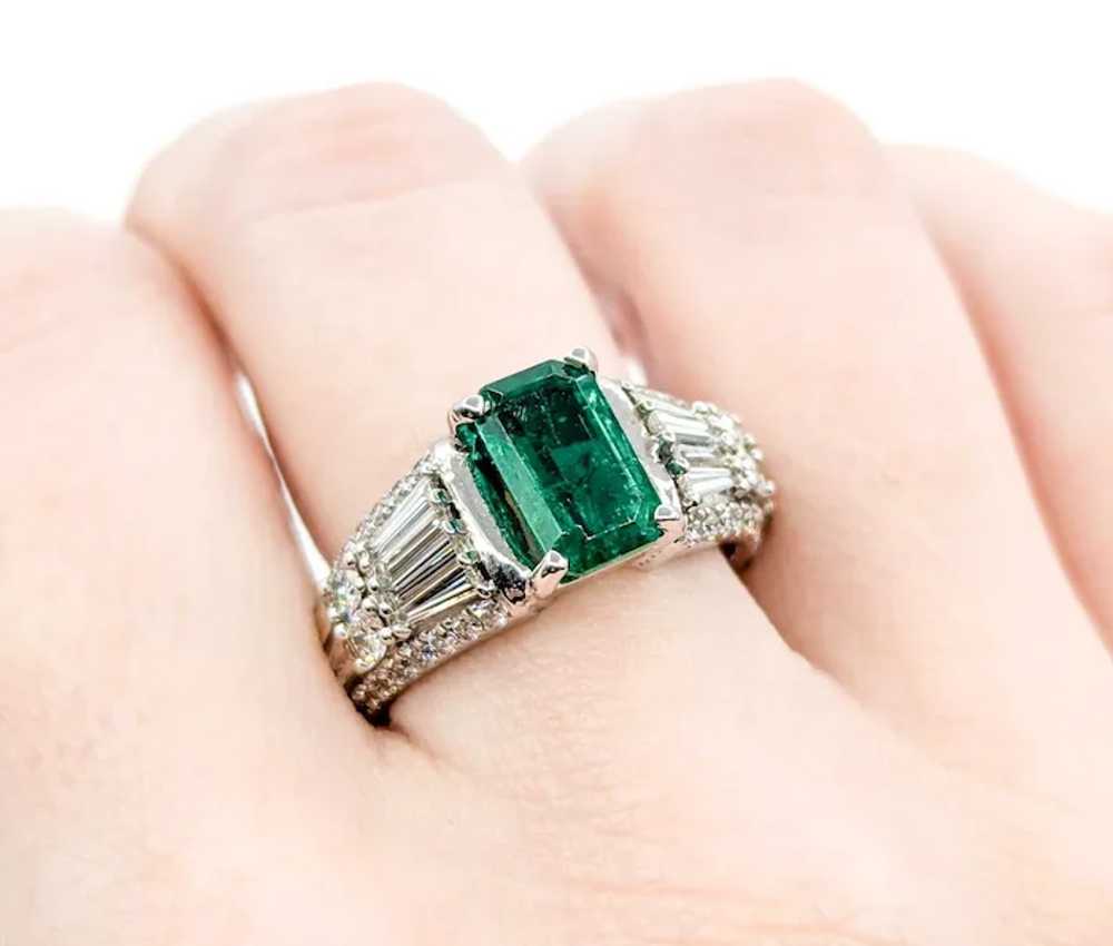 Beautiful Emerald & Diamond Ring in 14k White Gold - image 10