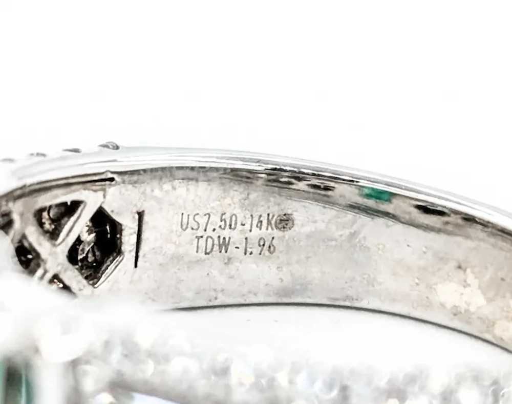 Beautiful Emerald & Diamond Ring in 14k White Gold - image 11