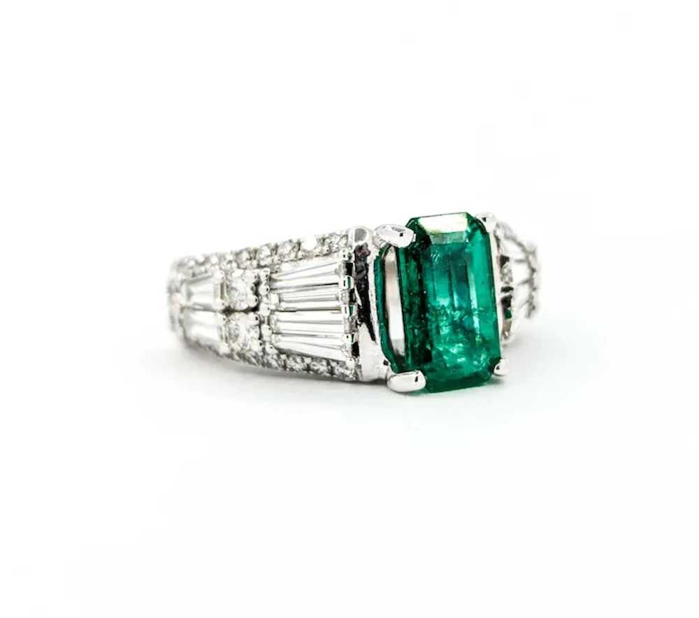 Beautiful Emerald & Diamond Ring in 14k White Gold - image 3