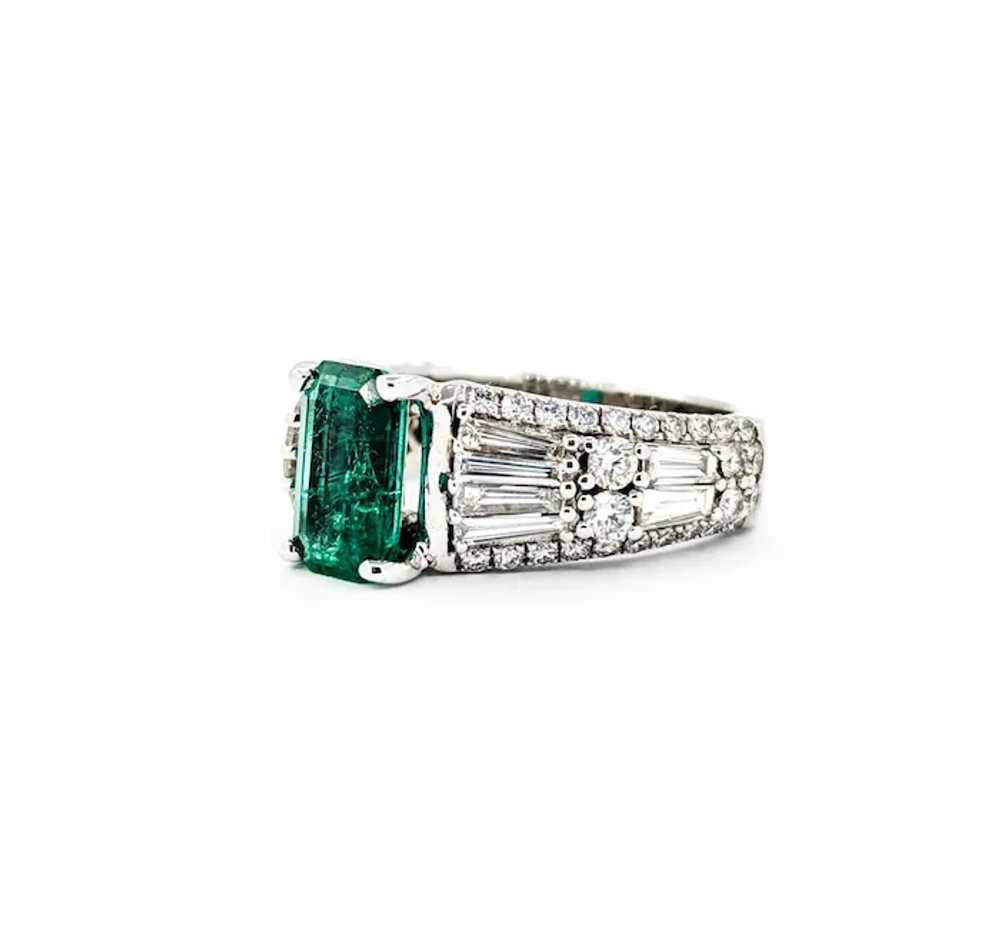 Beautiful Emerald & Diamond Ring in 14k White Gold - image 4