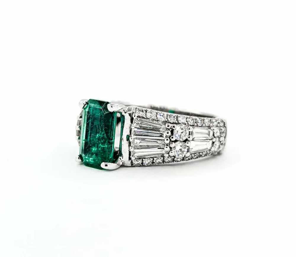 Beautiful Emerald & Diamond Ring in 14k White Gold - image 6