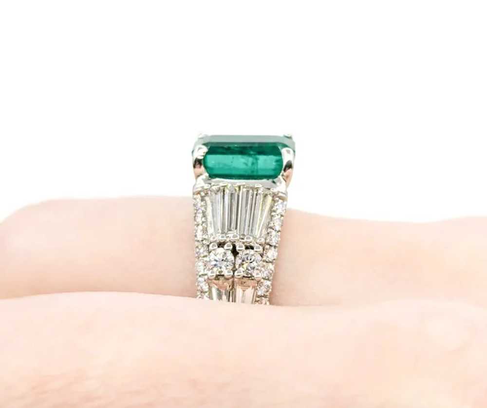 Beautiful Emerald & Diamond Ring in 14k White Gold - image 9