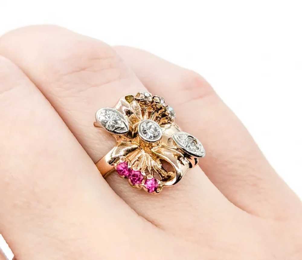 Antique Ruby & Diamond Ring in 14k Rose Gold - image 9