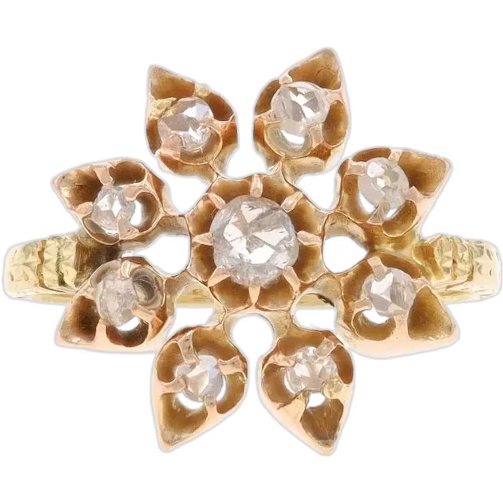 Rose Gold Diamond Edwardian Cluster Cocktail Ring… - image 1