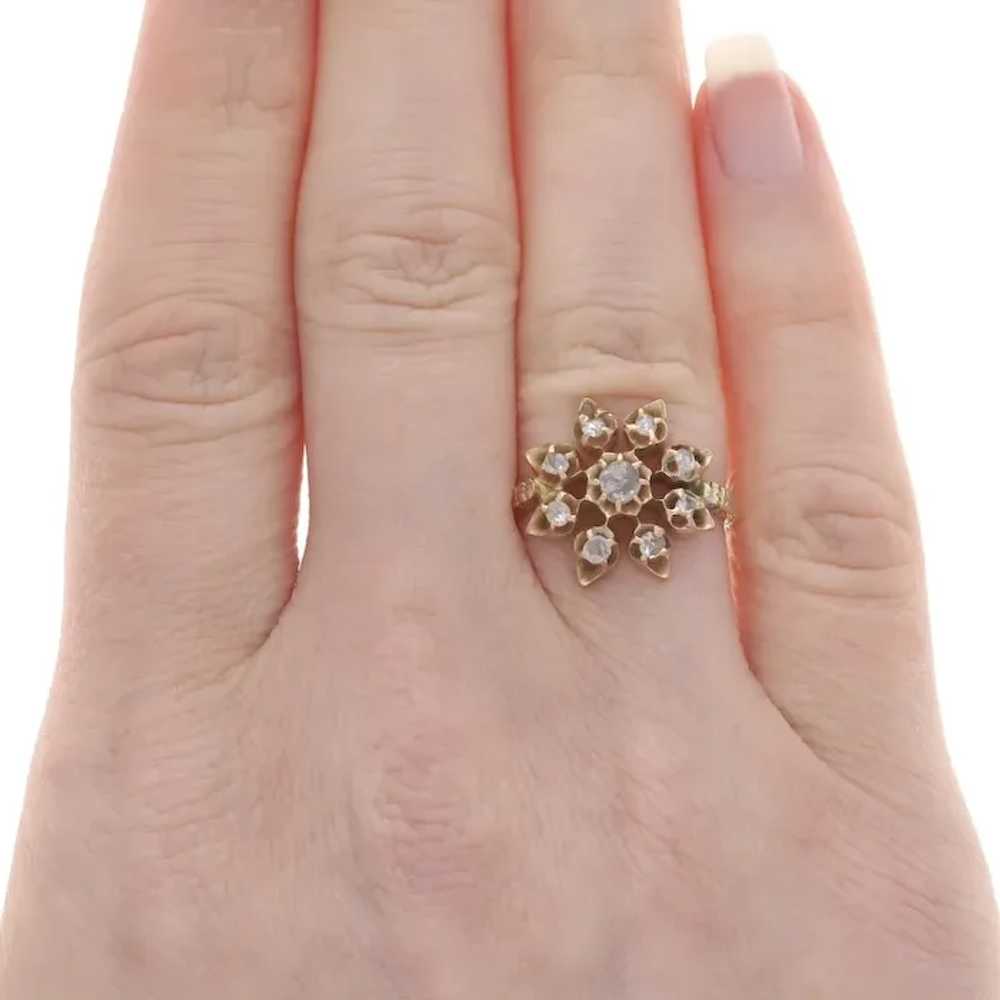 Rose Gold Diamond Edwardian Cluster Cocktail Ring… - image 2