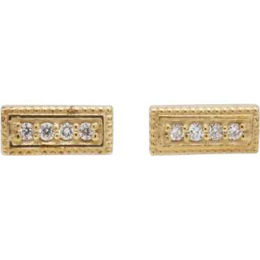 Horizontal Diamond Bar Earrings 14k Yellow Gold