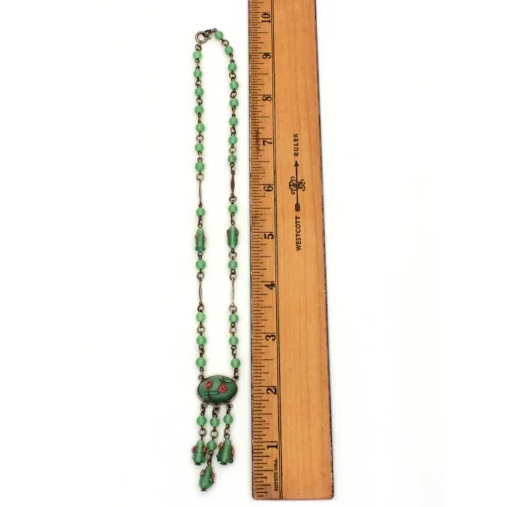 Wedding Cake Bead Necklace, Antique Green Italian… - image 9