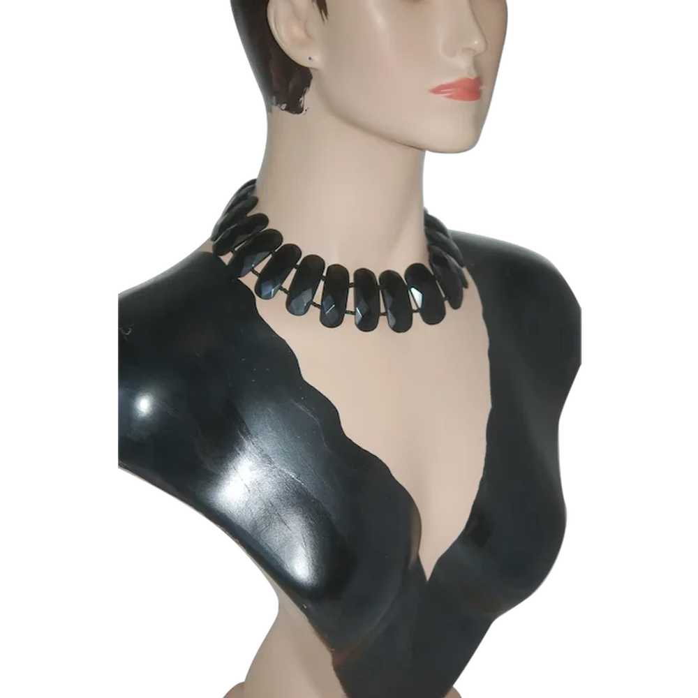 Antique Faceted Whitby Jet Collar Necklace Victor… - image 1