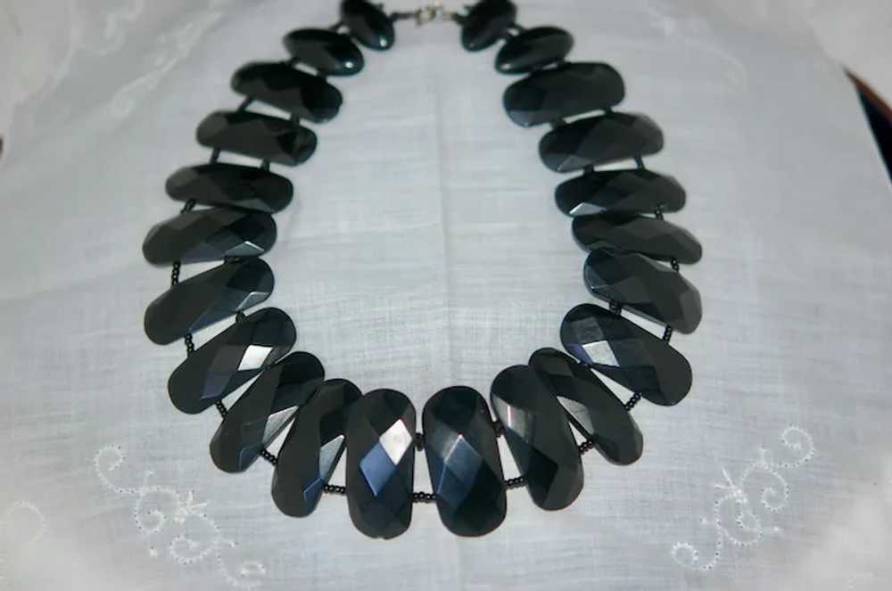 Antique Faceted Whitby Jet Collar Necklace Victor… - image 2