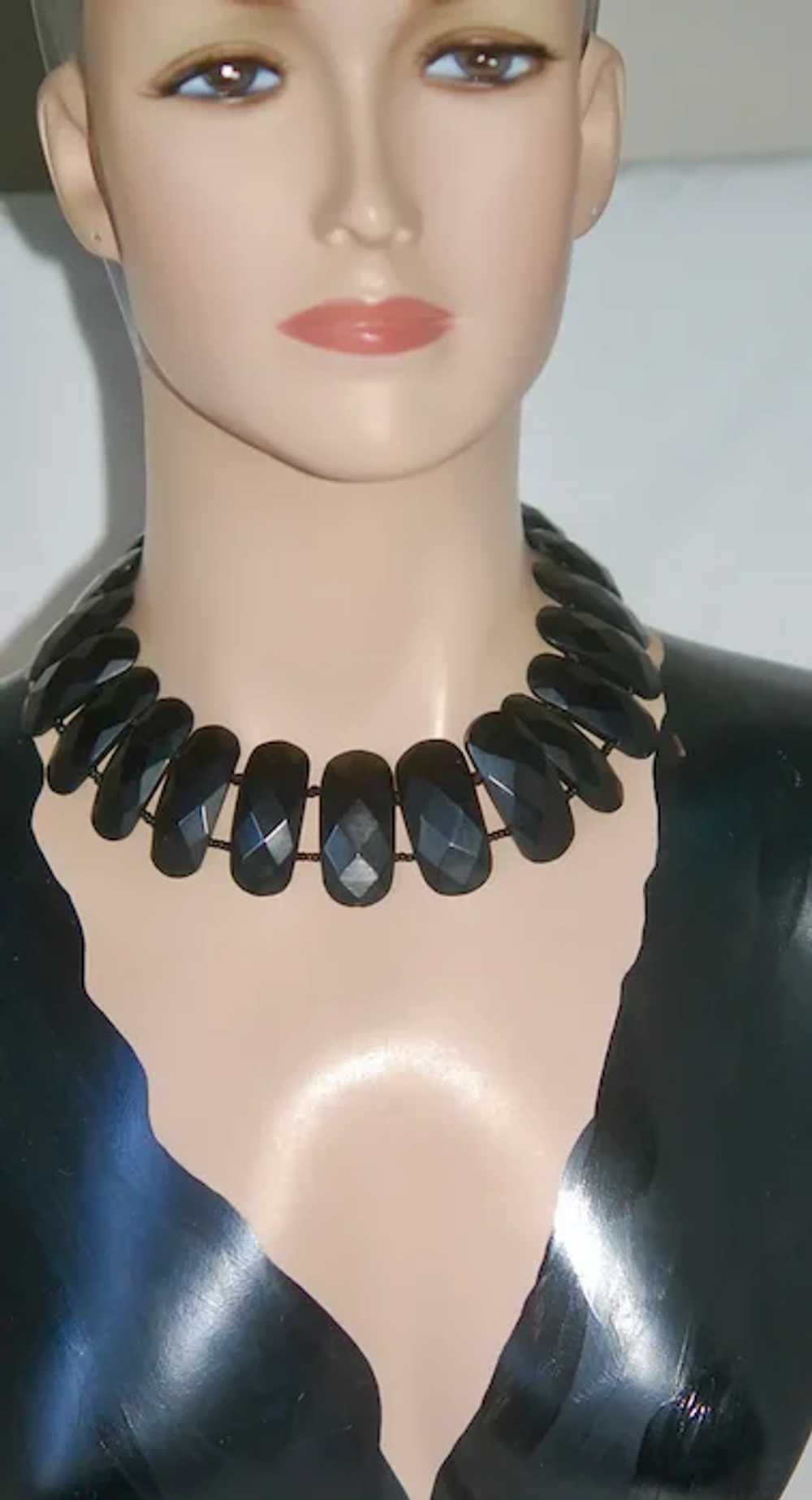 Antique Faceted Whitby Jet Collar Necklace Victor… - image 5