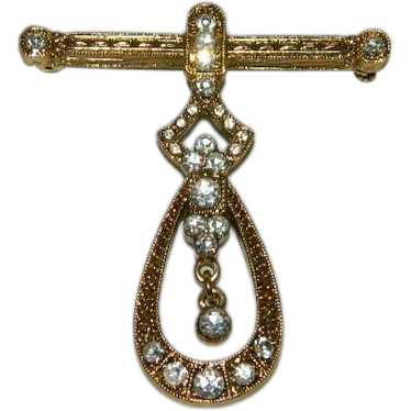 1928 Company Art Deco Style Bar Brooch with Dangle