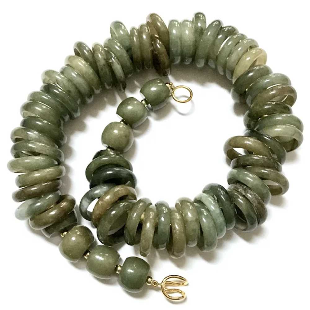 Green Gemstone Choker Necklace Mottled Polished - image 3