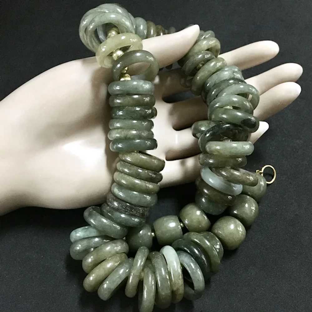 Green Gemstone Choker Necklace Mottled Polished - image 4