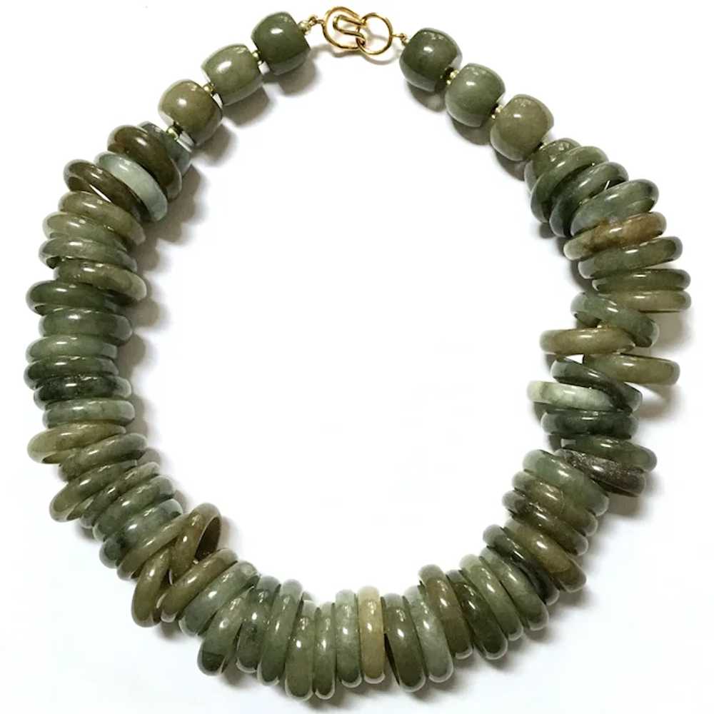 Green Gemstone Choker Necklace Mottled Polished - image 6