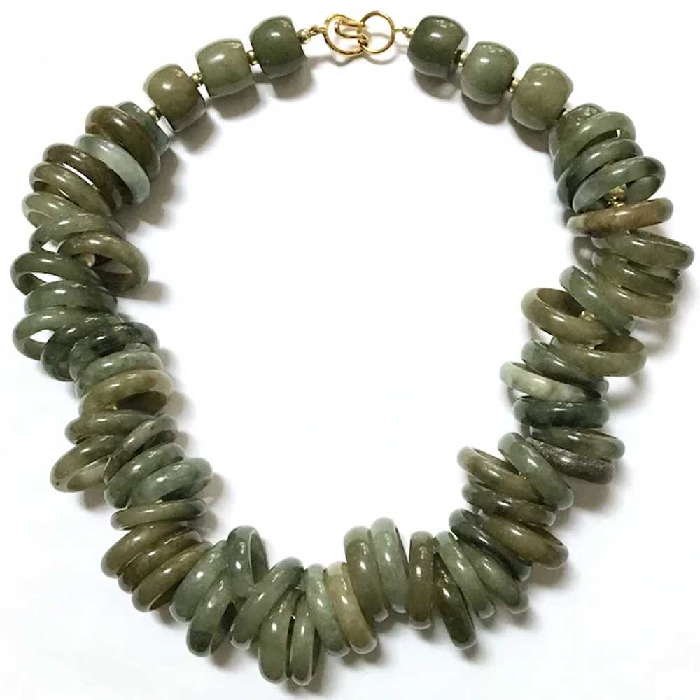 Green Gemstone Choker Necklace Mottled Polished - image 8