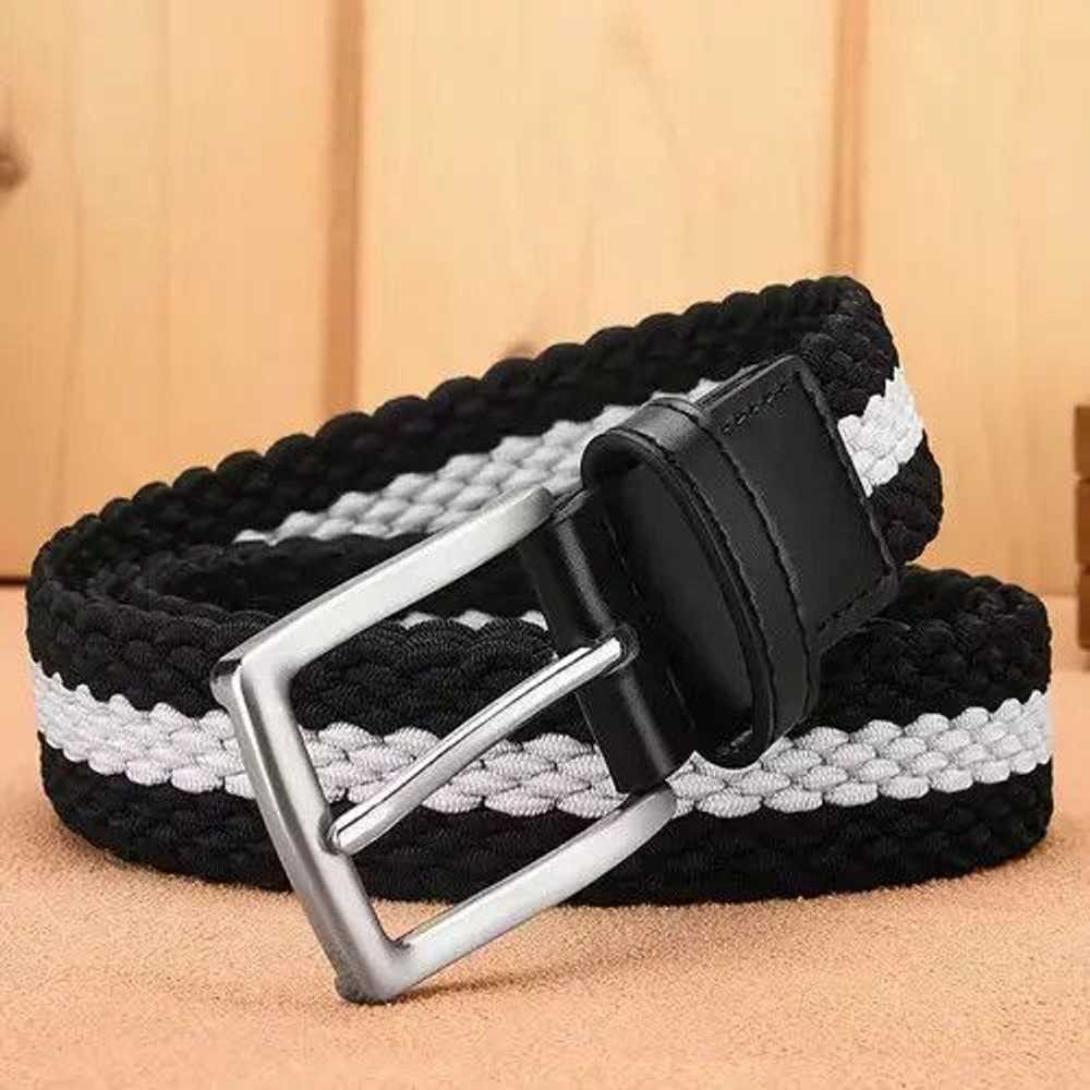 Streetwear Stretch Canvas Leather Belts for Men - image 4