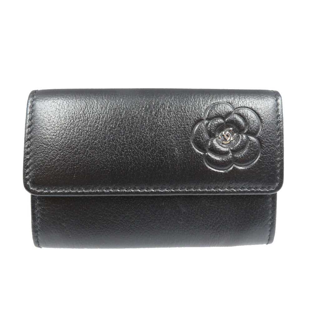 CHANEL Card Case leather black Camelia - image 1