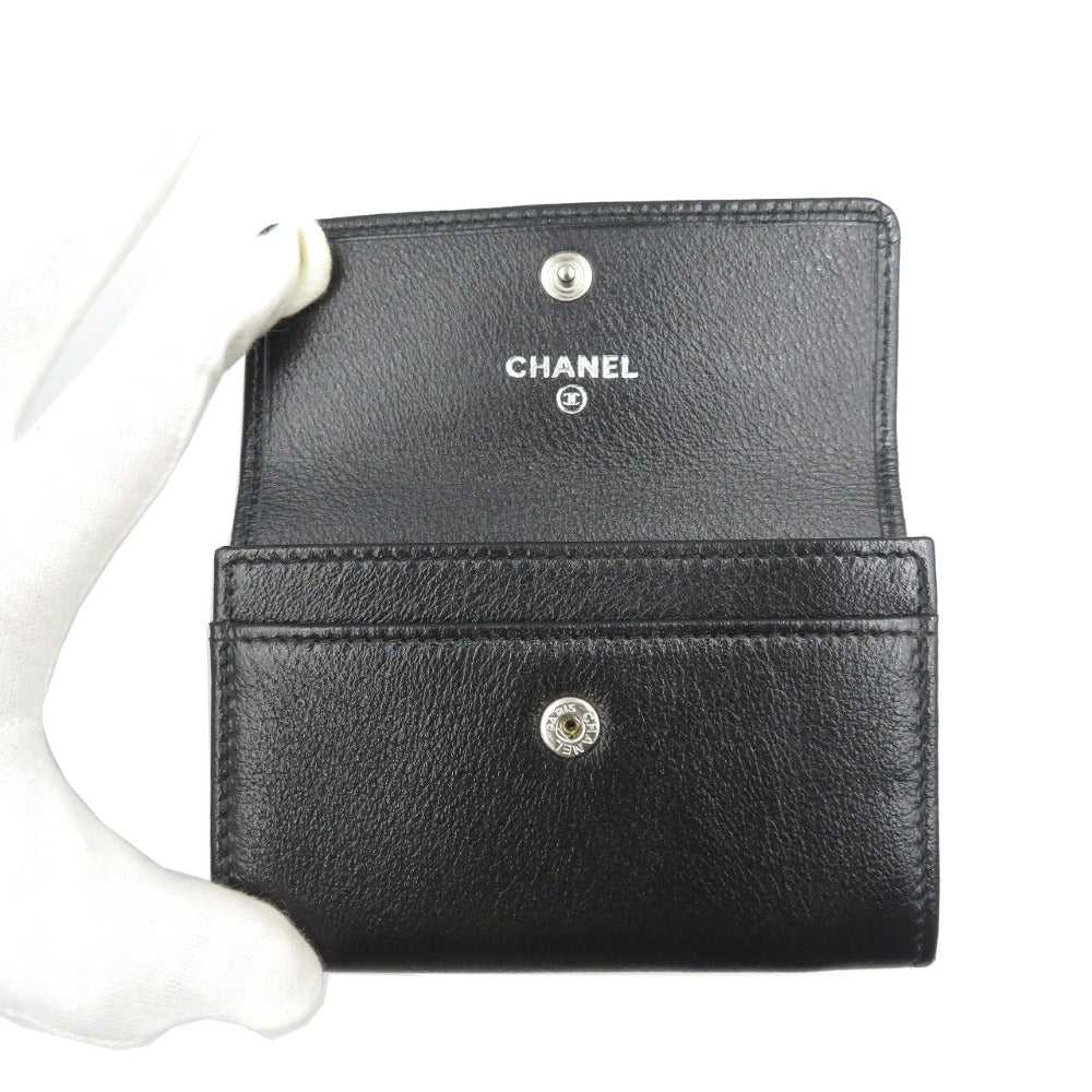 CHANEL Card Case leather black Camelia - image 5