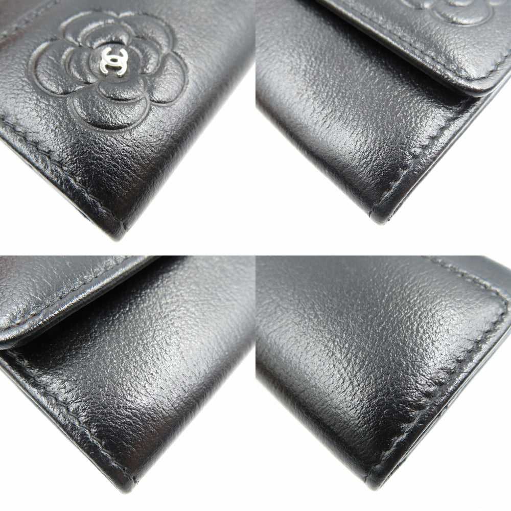 CHANEL Card Case leather black Camelia - image 8