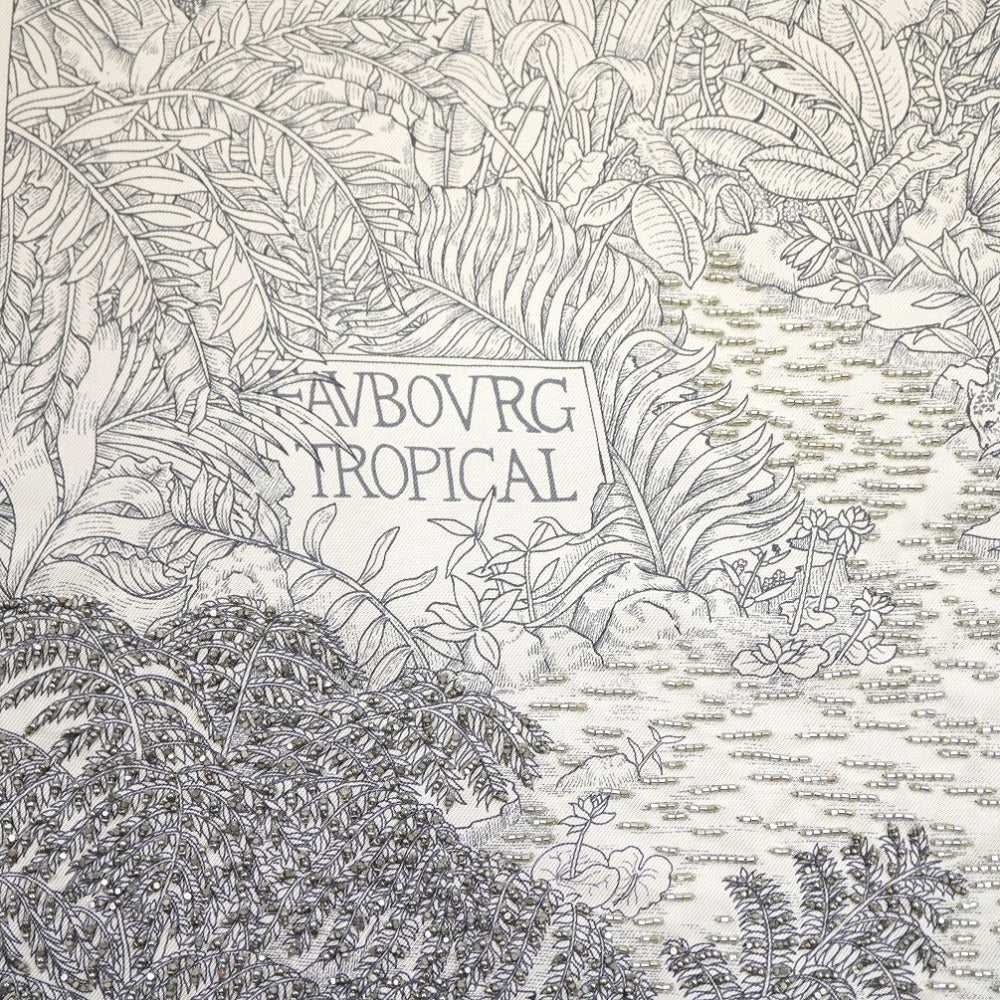 HERMES scarf silk gray Faubourg Tropical Faubourg… - image 3