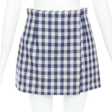 Dior DIOR 100% virgin wool blue cream check mini … - image 1