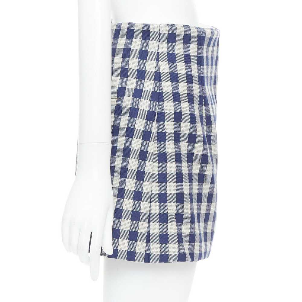 Dior DIOR 100% virgin wool blue cream check mini … - image 4