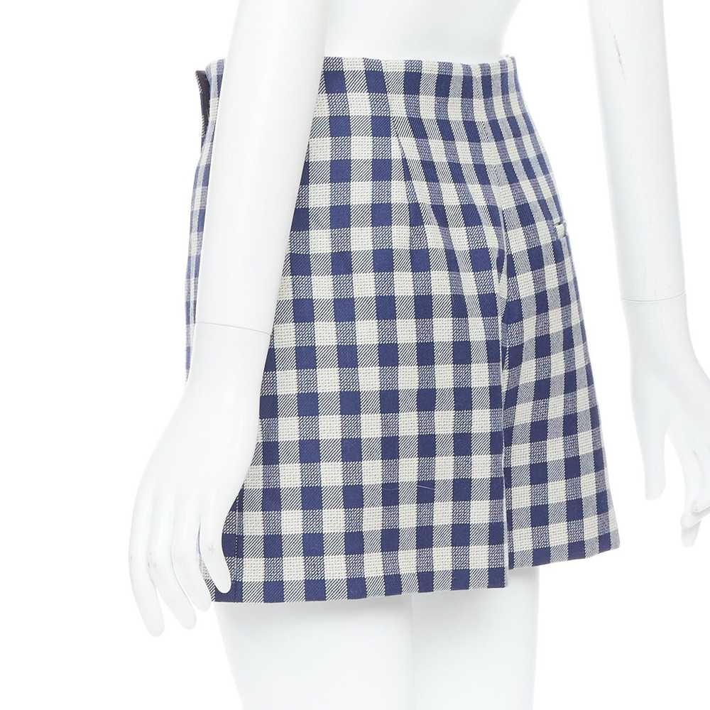 Dior DIOR 100% virgin wool blue cream check mini … - image 6