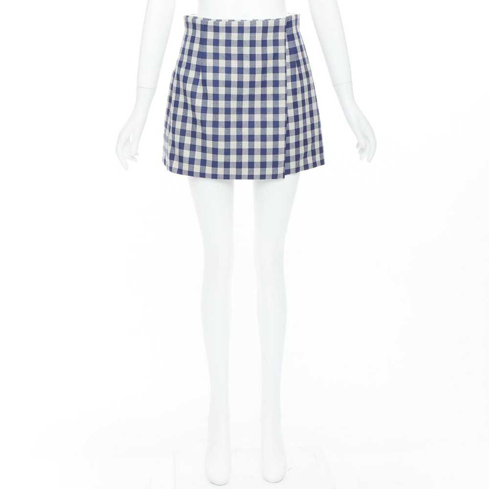 Dior DIOR 100% virgin wool blue cream check mini … - image 9