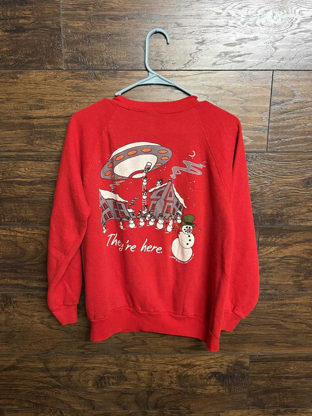 Designer VTG Ugly Christmas Sweatshirt Ufo Snowme… - image 1